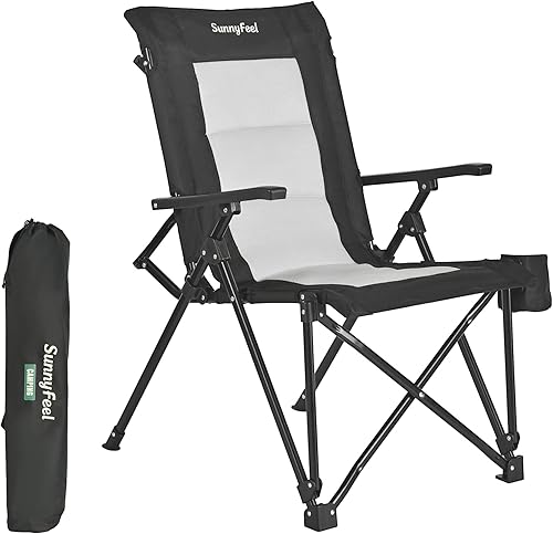 Miniatura 1 de SUNNYFEEL Silla ergonómica de campamento con respaldo alto, silla plegable resistente de 500 libras, silla de campamento portátil resistente a los