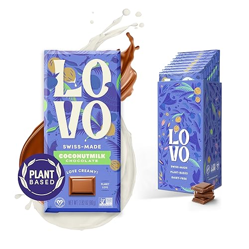 Miniatura 6 de LOVO Chocolate con leche de avellana, 100% a base de plantas, vegano, sin OMG, sin gluten, hecho en Suiza. 12 unidades.