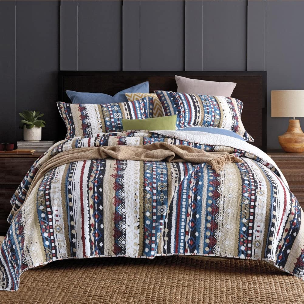 Secgo3-Piece Quilt Sets King Size (96 x 108 Inch) with 2 Pillow Shams, Oversize Lightweight Cotton Bedding Bedspread, Fit All-Season