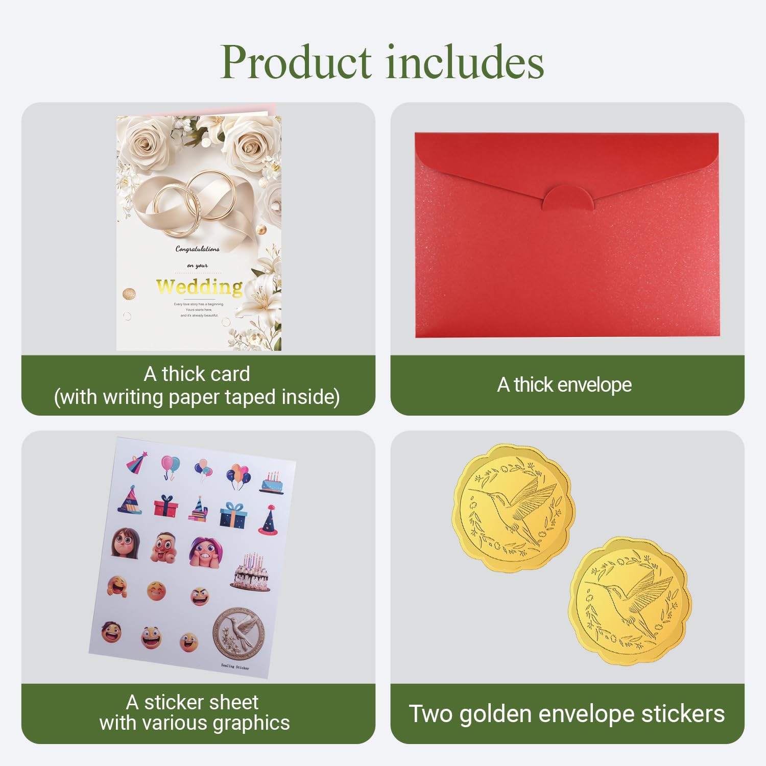 Wedding Card for Bride and Groom – Congratulations on your Wedding Double-Layer Cards with gold foil - Image 5