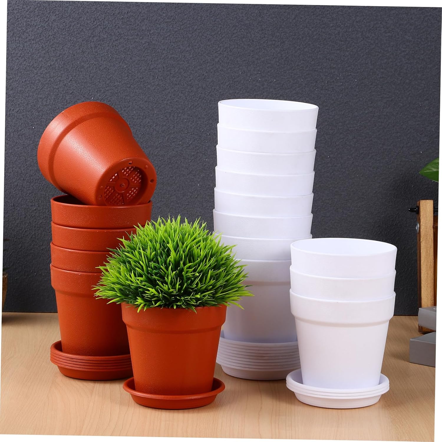 24 Pack Planter Pots Trays Reinforced Nursery Pots for Indoor and Outdoor Plants