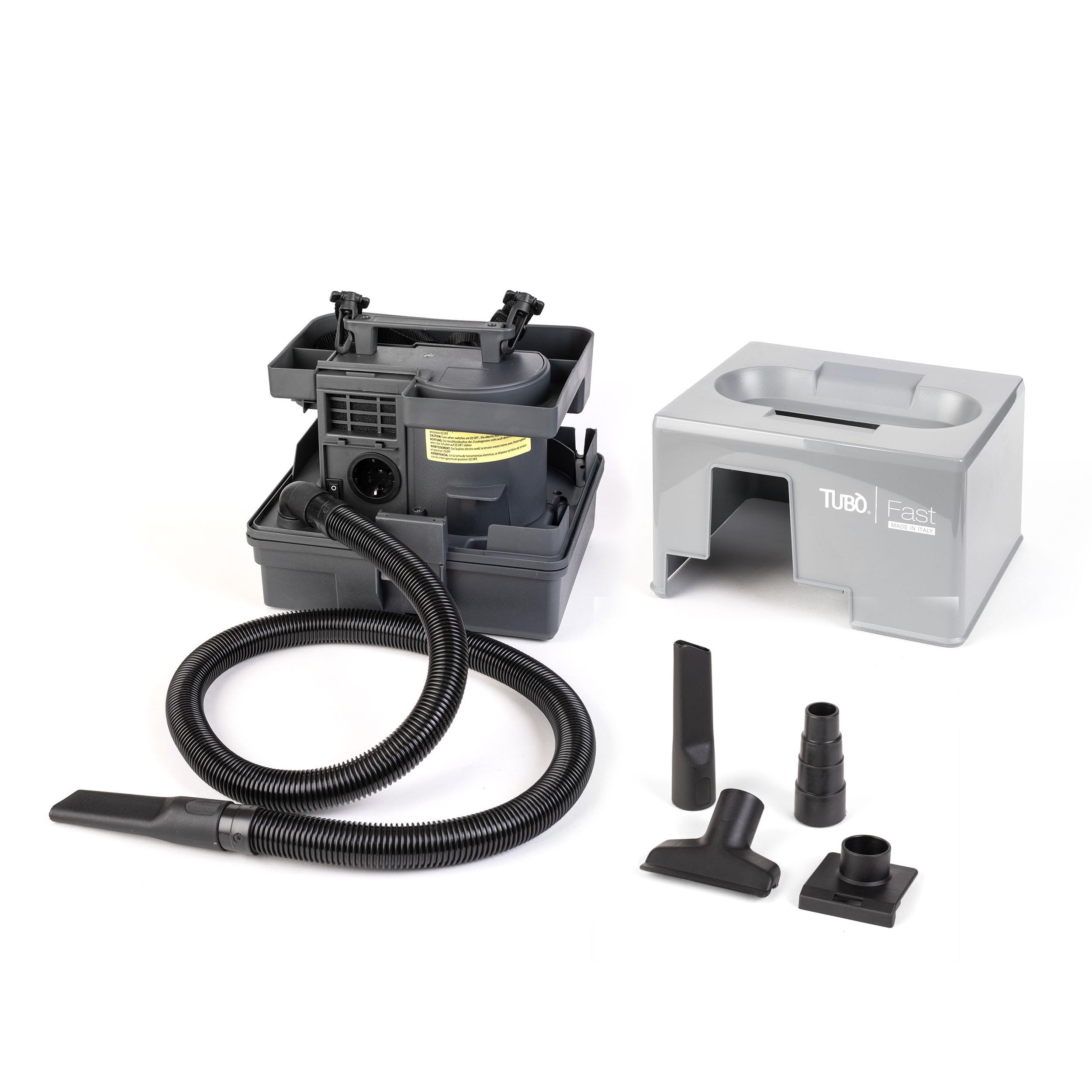 Aspirapolvere e soffiatore professionale portatile con presa elettroutensili leggero e compatto modello TUBÒ FAST, Made in Italy.