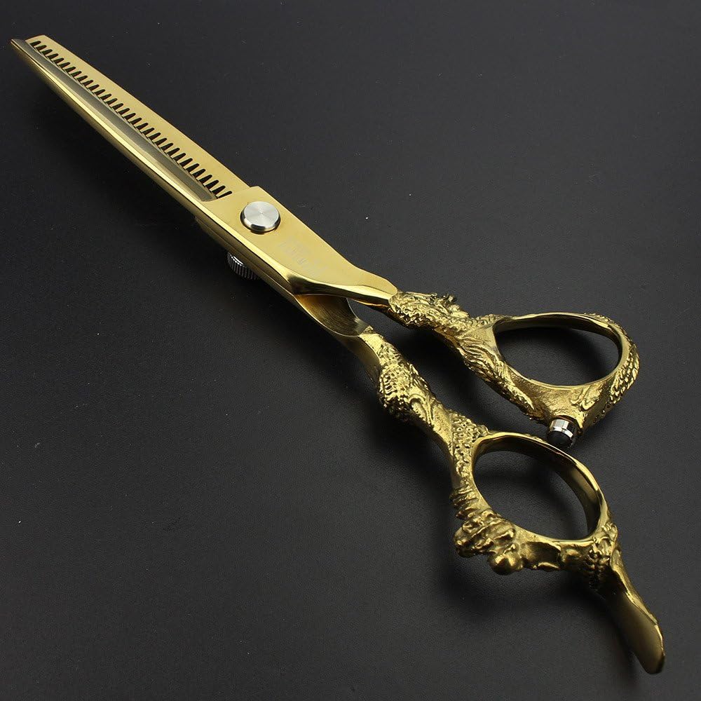 6 'Professional Cosmetic Scissors High Hardness C Gold Salon Hairdresser Hair Cutting and Hair Style For Pruning to cut thin heakattotu-ru