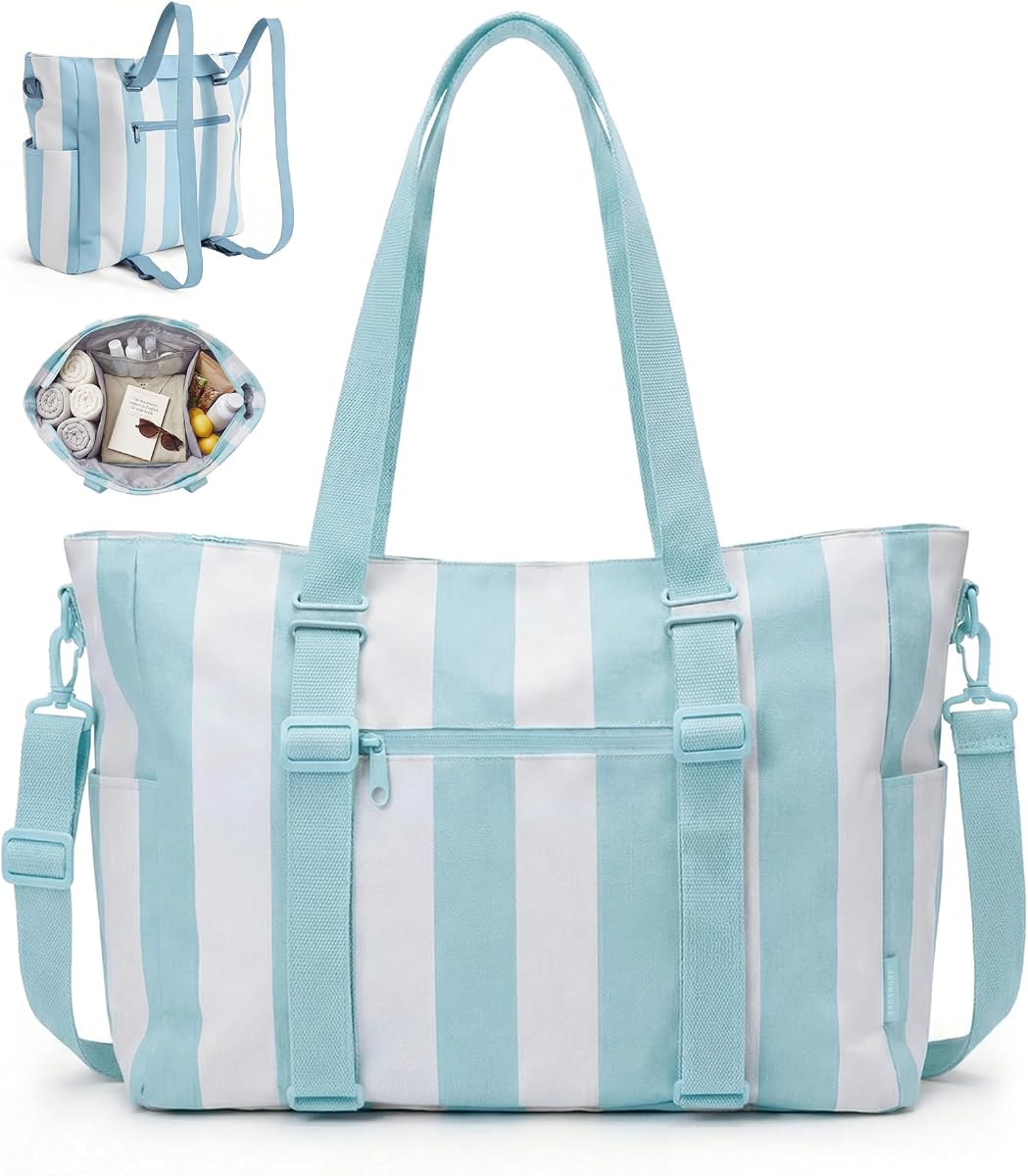 BAGSMART Large Beach Bag for Women, Oversize Tote Bag for Travel/Swim Pool/Summer | 3-Ways to Carry