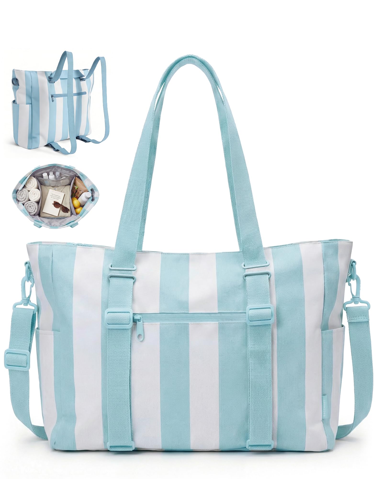 BAGSMART Large Beach Bag for Women, Oversize Tote Bag for Travel/Swim Pool/Summer | 3-Ways to Carry, Cruise Essentials, Family Picnic, Extra-large mom bag, Sandproof, zip open, Mothers day gifts — view 11