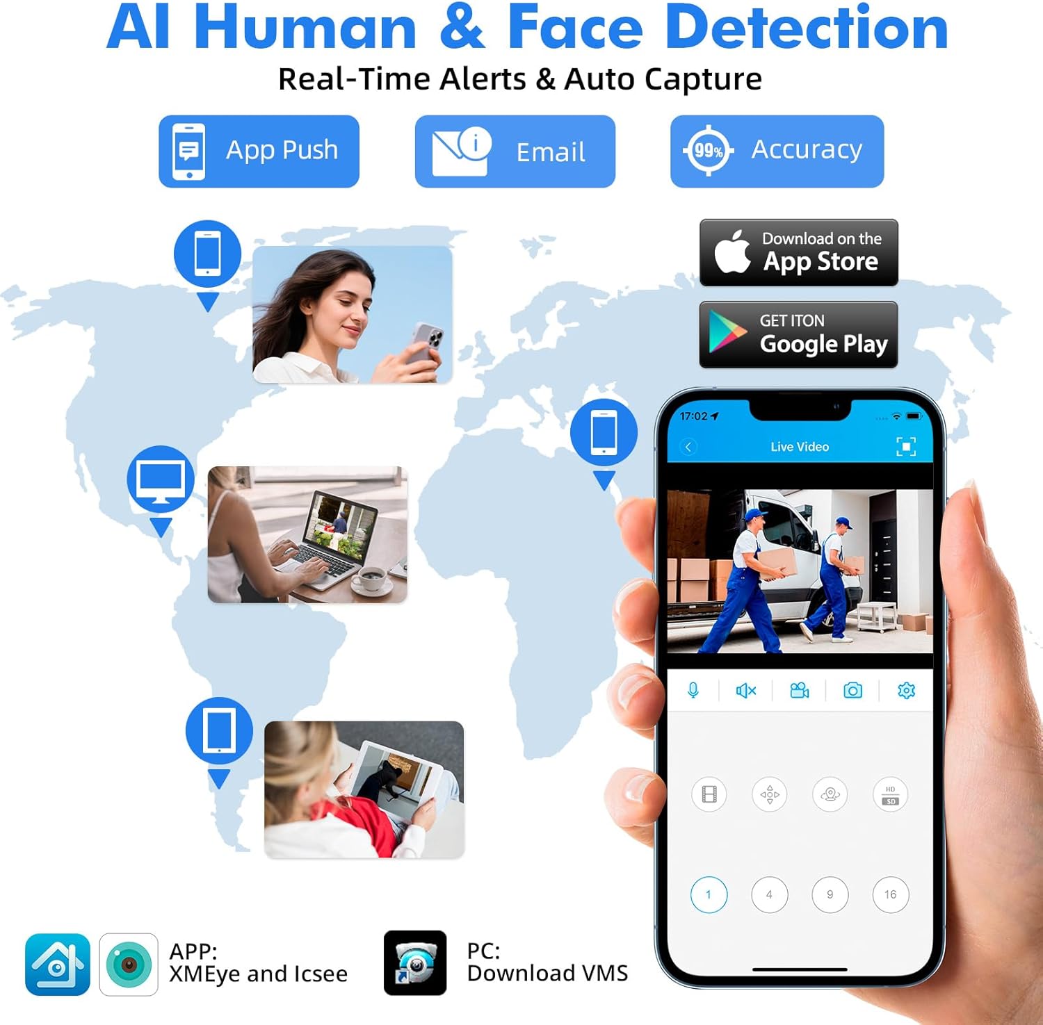Comparison image showing the benefits of H.265+ video compression over H.264, highlighting 50% storage savings and improved bandwidth resources.