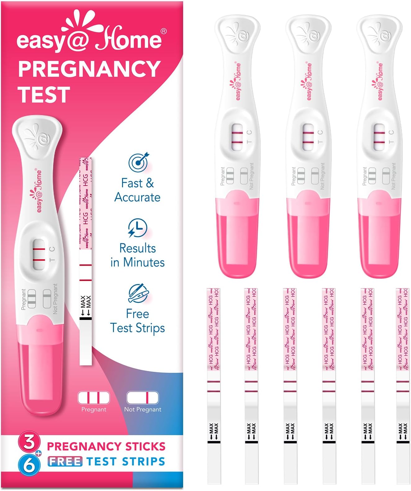 9 Count Pregnancy Tests: 3 Early Detection Pregnancy Sticks & 6 Reliable Precise Pregnancy Test Strips - Instant Readings in Minutes | 9 Counts