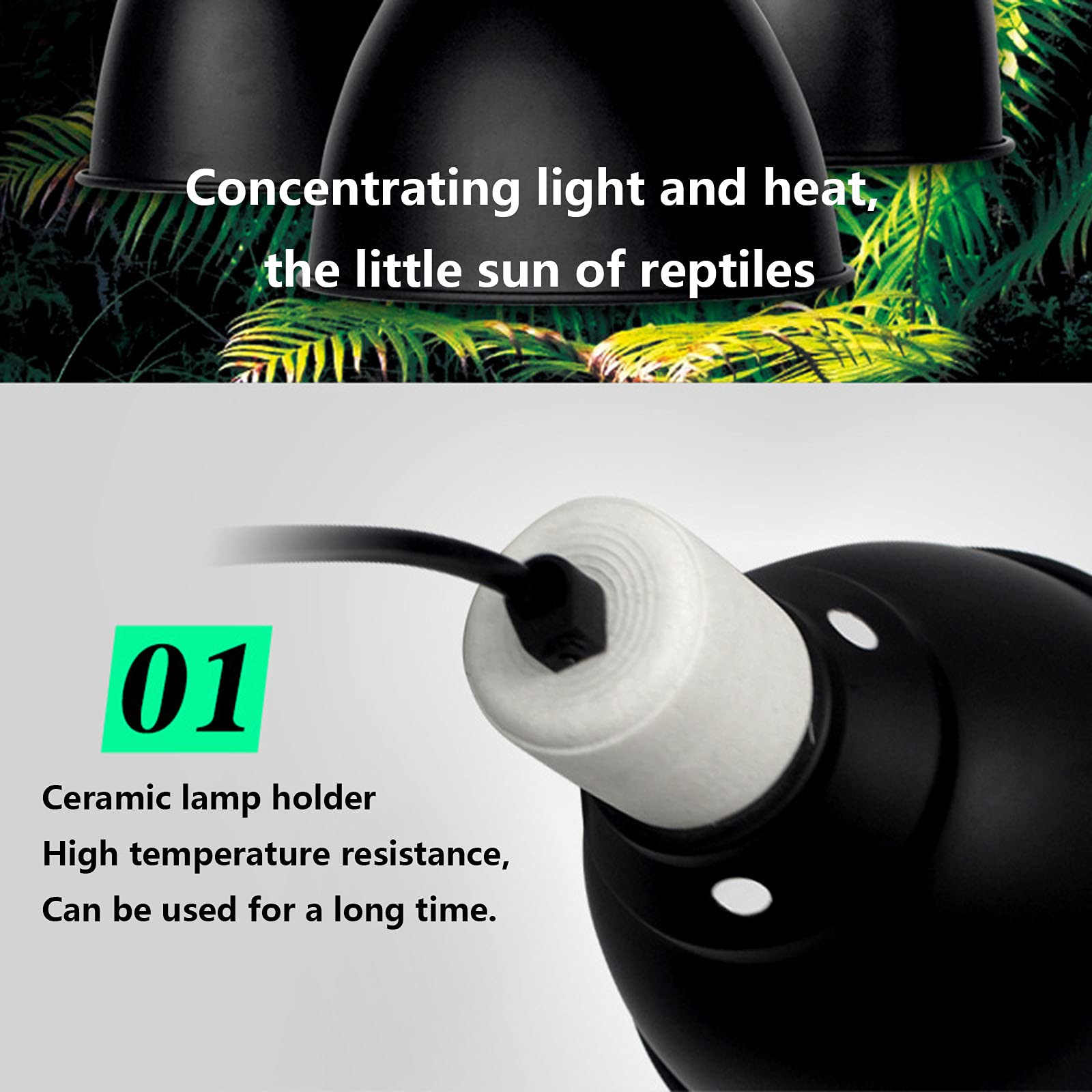 Lampada Singola per Dispositivo di Illuminazione per Rettili,Supporto Lampada Riscaldante Acquario da 8,5 Pollici Supporto Lampada da Tavolo Tartaruga,B