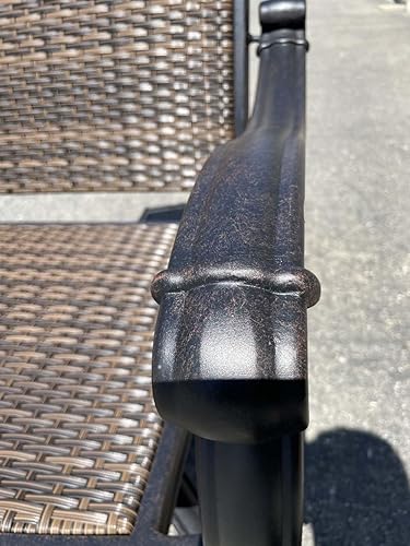 Miniatura 8 de Santa Clara juego de 4 sillas mecedoras y giratorias de comedor, para patio, aluminio fundido macizo en bronce oscuro