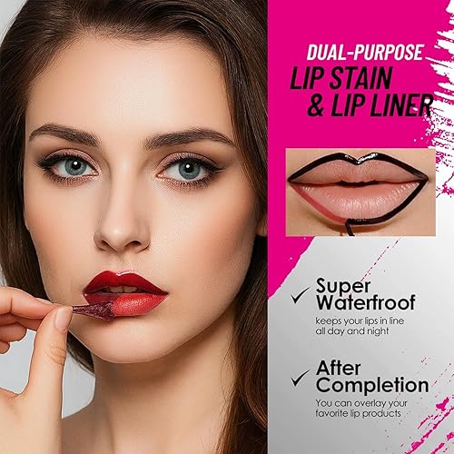 6 Colors Lip Stain Peel Off Set, Highly Pigmented Lipstick Collection with Nourishing Formula for Hydrated, Smooth Lips,Transfer-Resistant, Smudge-Proof, All-Day Wear for Daily Use and Parties 0.85 oz