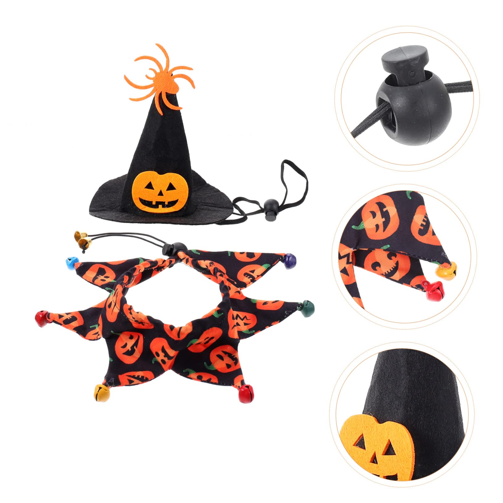 Milisten 5juegos Disfraz De Halloween para Mascotas Sombrero y Pañuelo Vestimenta Divertida para Perro y Gato para Fiestas y Eventos Diseño Cómodo y Transpirable