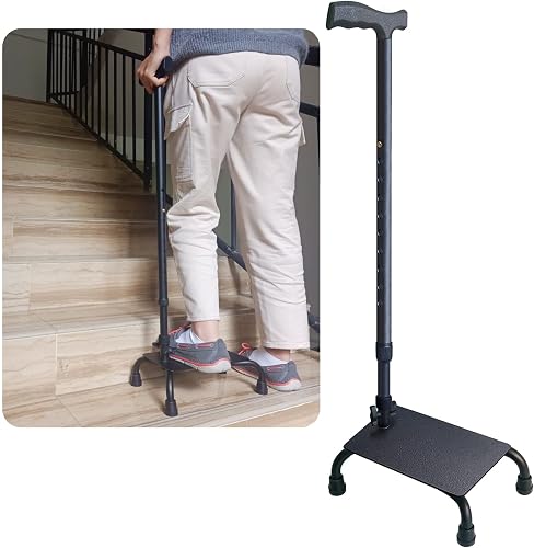 Aliseniors Adjustable Stair Climbing Assist Cane for Seniors, Step Stairs Walking Mobility Aid for Up&Down, Portable Walking Sticks Stair Lift for Seniors, Post-Surgery Recovery, Sore HIPS & Knees