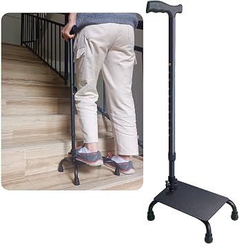 Aliseniors Adjustable Stair Climbing Assist Cane for Seniors, Step Stairs Walking Mobility Aid for Up&Down, Portable Walking Sticks Stair Lift for Seniors, Post-Surgery Recovery, Sore Hips & Knees
