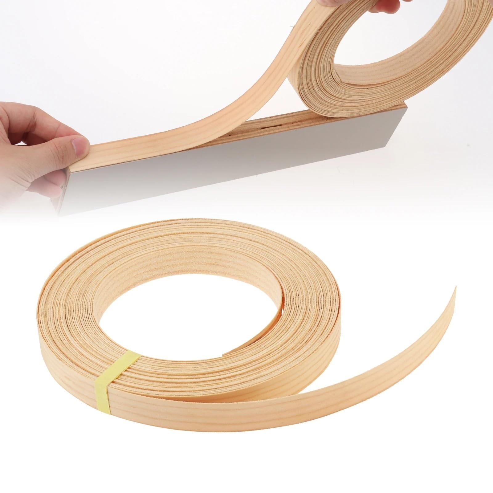 Bande de chant en pin pour relooker une table en bois et des portes d'armoire