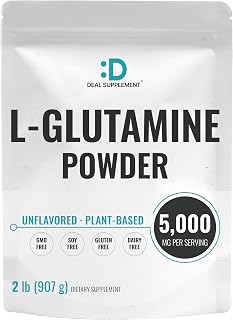 L Glutamine Powder Supplement, 5g Per Serving, 2lbs – Easily Absorbed Free Form, Key Amino Acid – Supports Gut Health & Muscle Recovery – Plant Based, Unflavored, Non-GMO