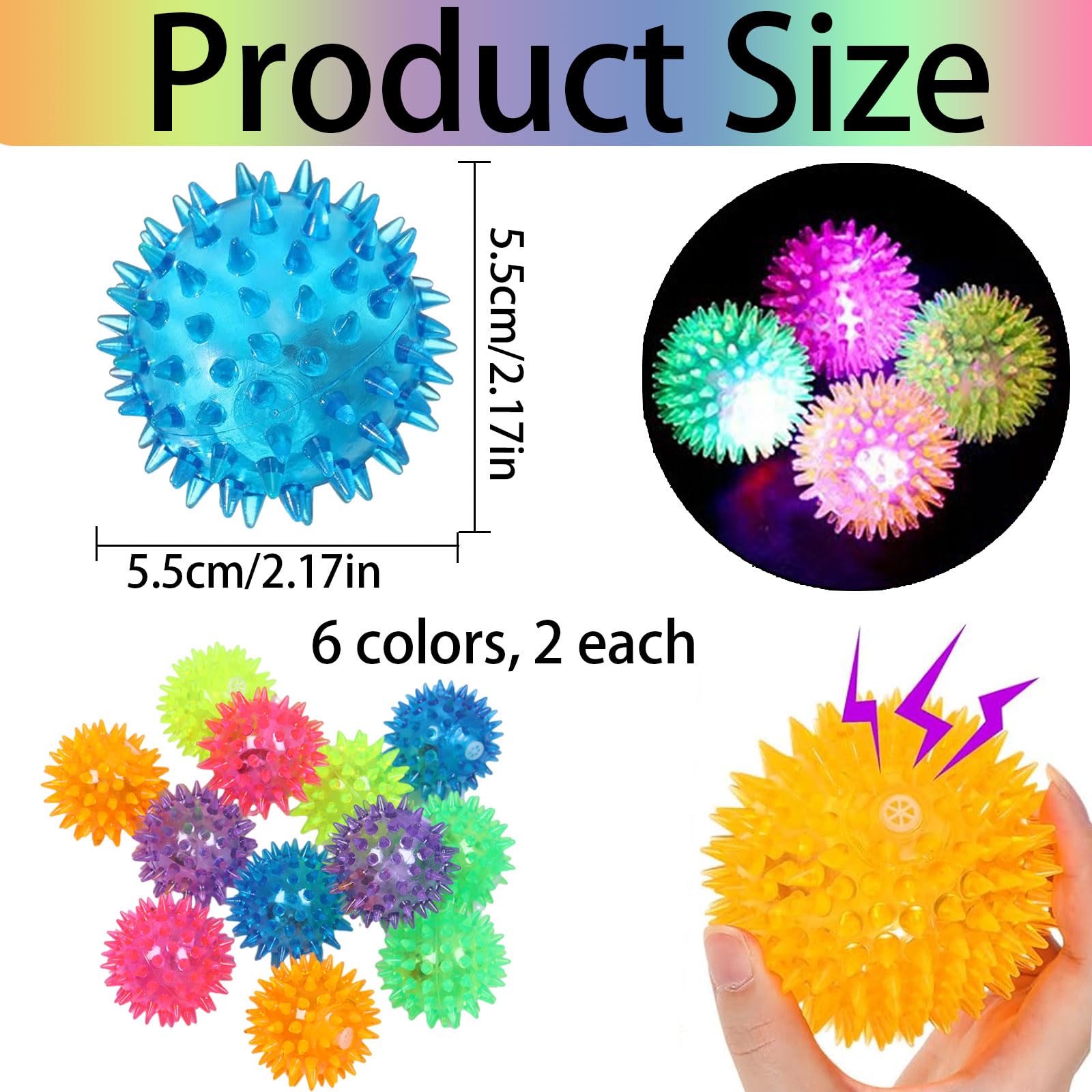 12 palline a forma di riccio per il compleanno dei bambini – palla luminosa a LED Jump Ball, giocattolo luminoso come piccoli bomboniere