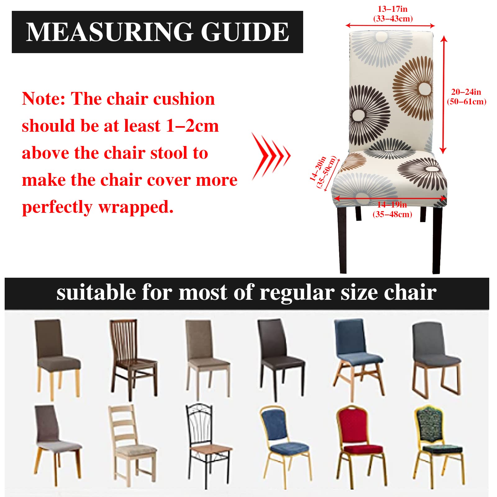 Jaotto Coprisedia Elasticizzati con Schienale 4 Pezzi, Fodere Coprisedie Universale per Sala da Pranzo Cucina, Moderno Coprisedia Lavabile Estraibile, Coperture per Sedie(Round annuale,4 Pezzi)