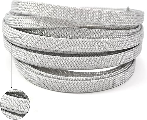 Vista 29 de Bettomshin 1 funda de organización de cables de 32.8 pies (32.8 ft) de ancho, protector de cable gris PET de 3/8 pulgadas de ancho, tubo de telar