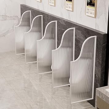 Urinal Screen Toilet Partition,Wall-Mounted Urinal Privacy Screen,Urinal Partition Protection Screen Divider Partition,Matel Frame and Frosted Glass Panel for Public Spac,White-Partition*3