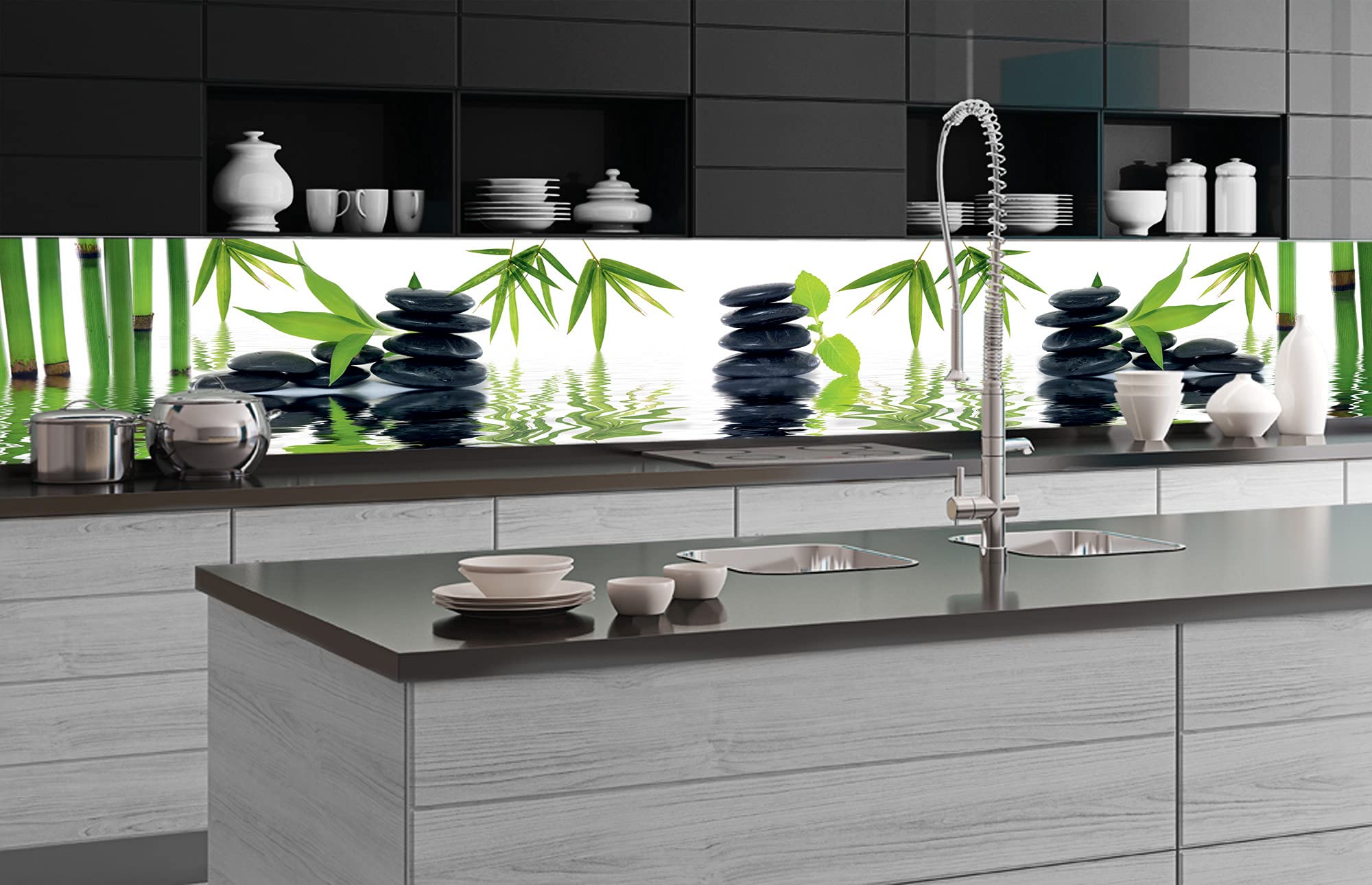 Paraschizzi auto-adesiva per la cucina ZEN 350 x 60 cm | Resistente all’acqua | QUALITA‘ PREMIUM