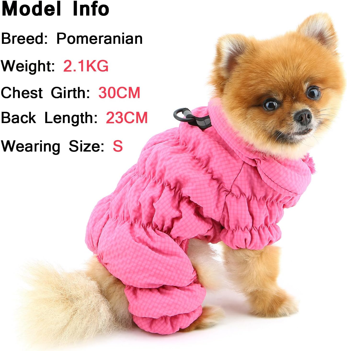 SMALLLEE_LUCKY_STORE Fleece Lined Pet Coat Waterproof Sport Winter Jacket with Harness D-Ring for Small Dog Cat Reflective Jumpsuit Puppy Padded Chihuahua Yorkie Warm Clothes, Pink, XXL