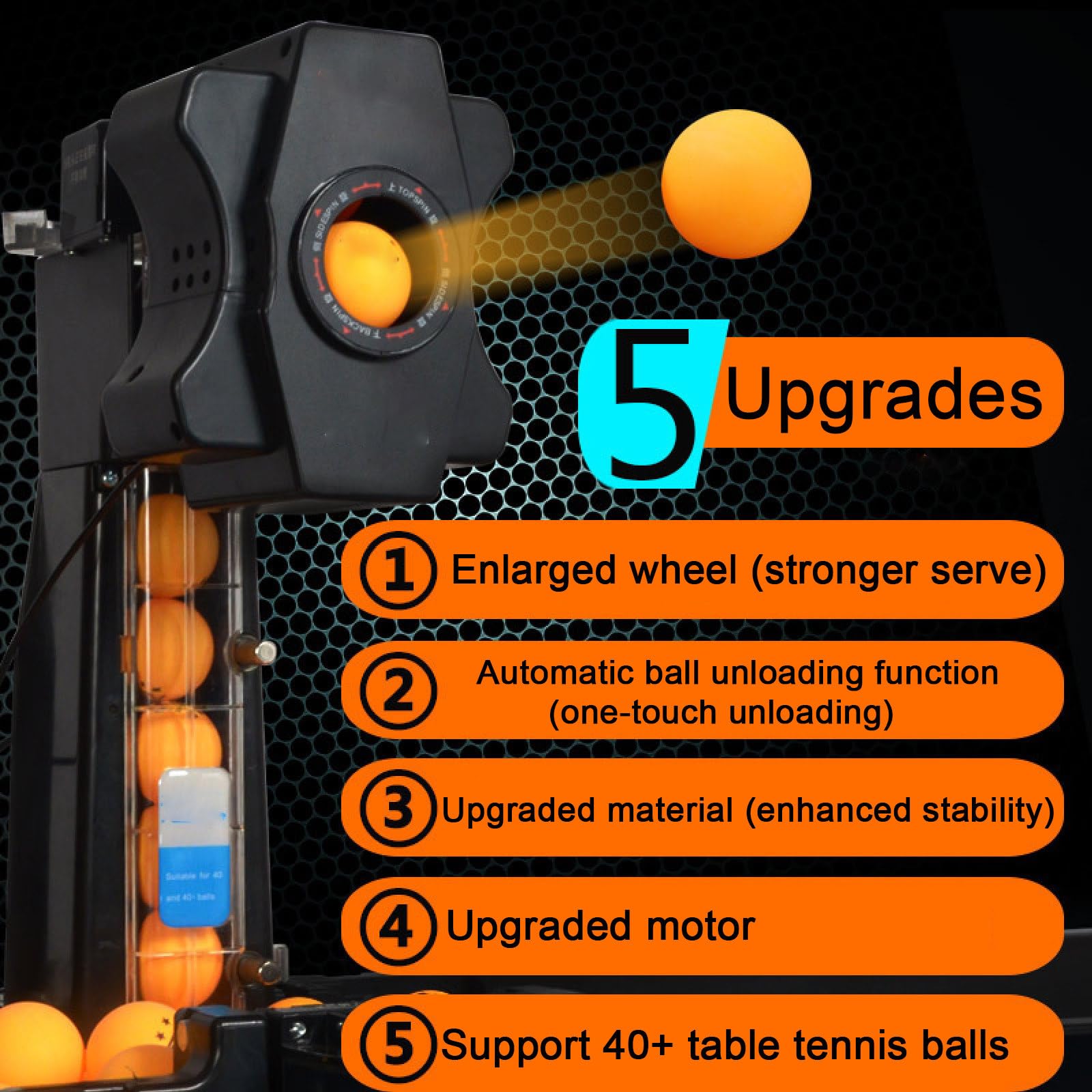 Robot da Ping Pong, Lanciatore Automatico di Palline, Macchina Lanciapalle, Lancio Completo delle Palline, con Rete di Raccolta delle Palline E 100 Palline da Ping Pong