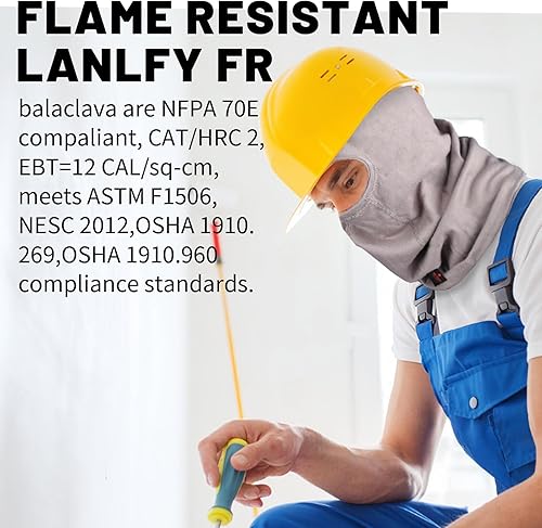 Miniatura 2 de FR Pasamontañas de soldadura 100% algodón máscara de cara completa HRC2 protector de cuello arco flash cabeza cubierta