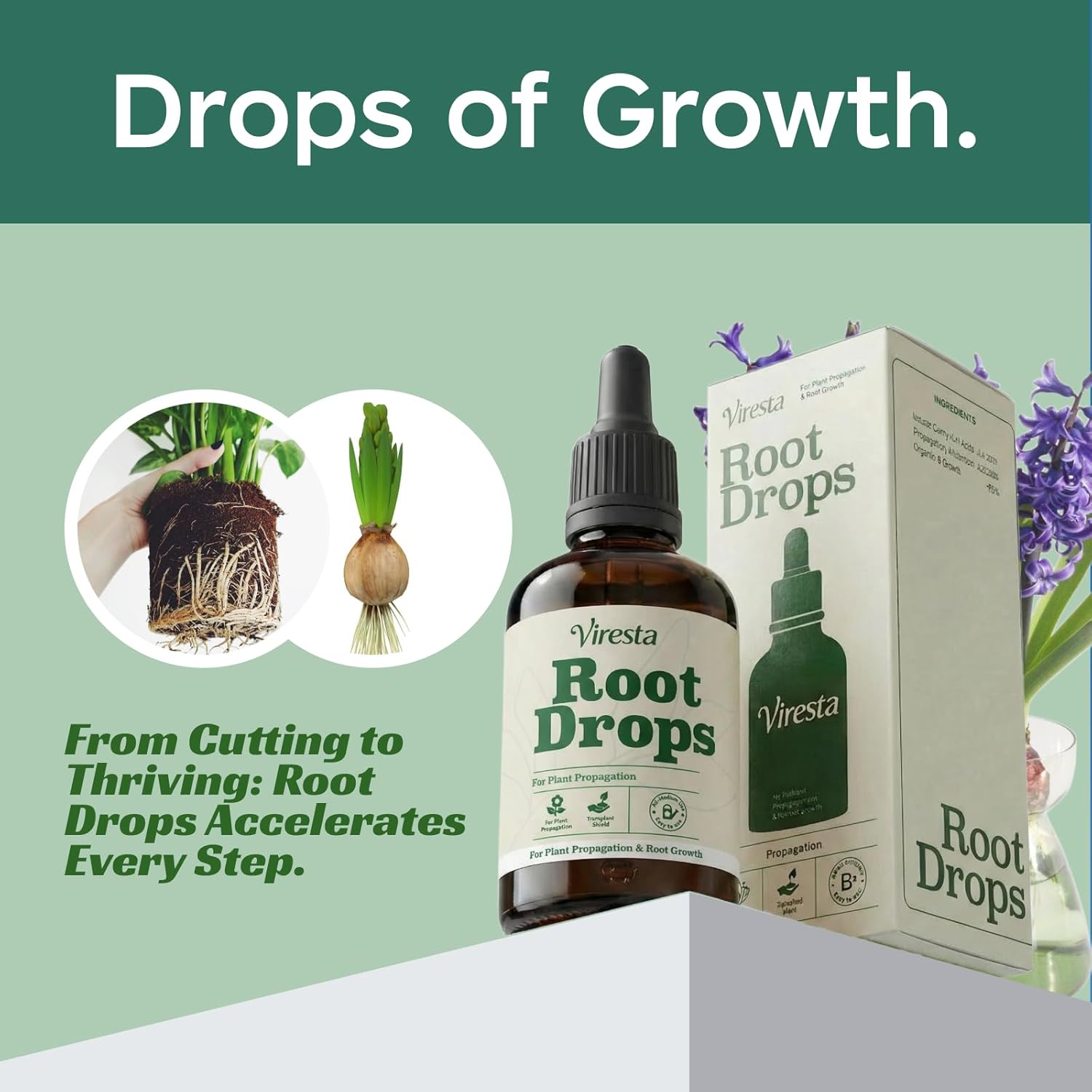 Prop Drops - Propagation Drops to Promote Healthy Root Growth, Root Drops for Less Shock, Works in Water Soil Leca, for All Indoor Houseplants Like Pothos, Monstera, Philodendron (2Pcs)