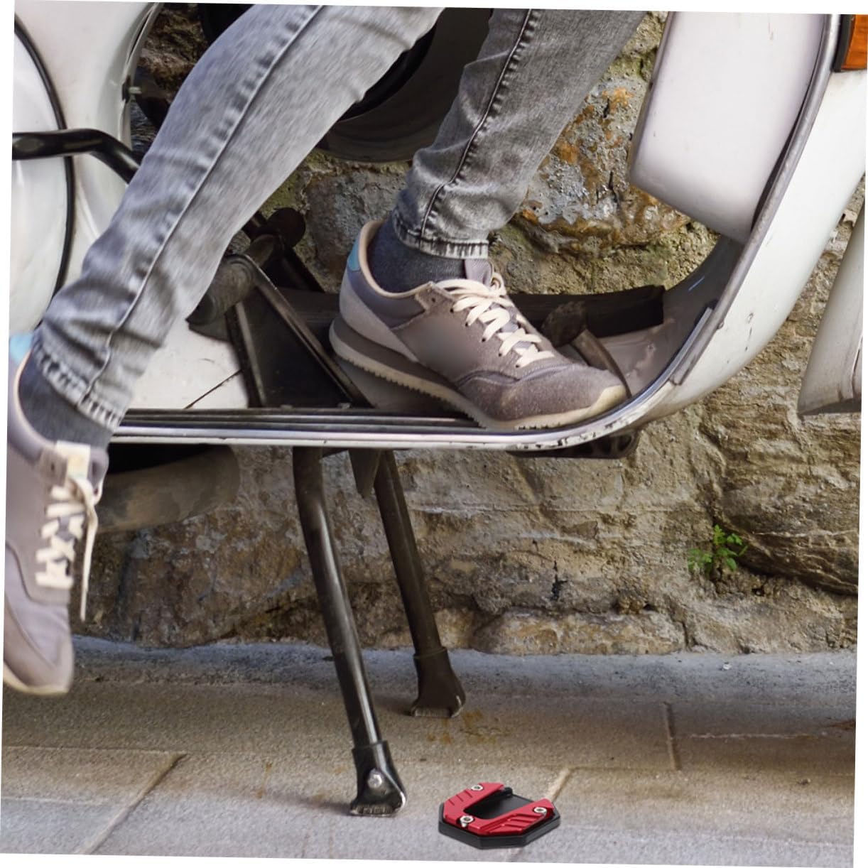 2pcs Motorcycle Kickstand Base Pad Slip Temple Base for Side Stand Fitment