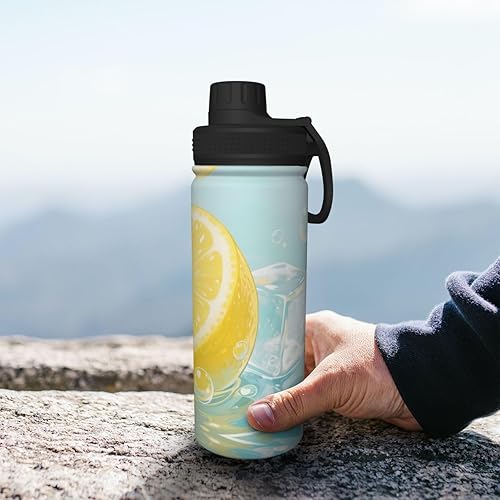 Miniatura 8 de Botella de agua aislada con estampado de limón, de acero inoxidable de 18 onzas, divertida taza de viaje, a prueba de fugas, para bebidas calientes