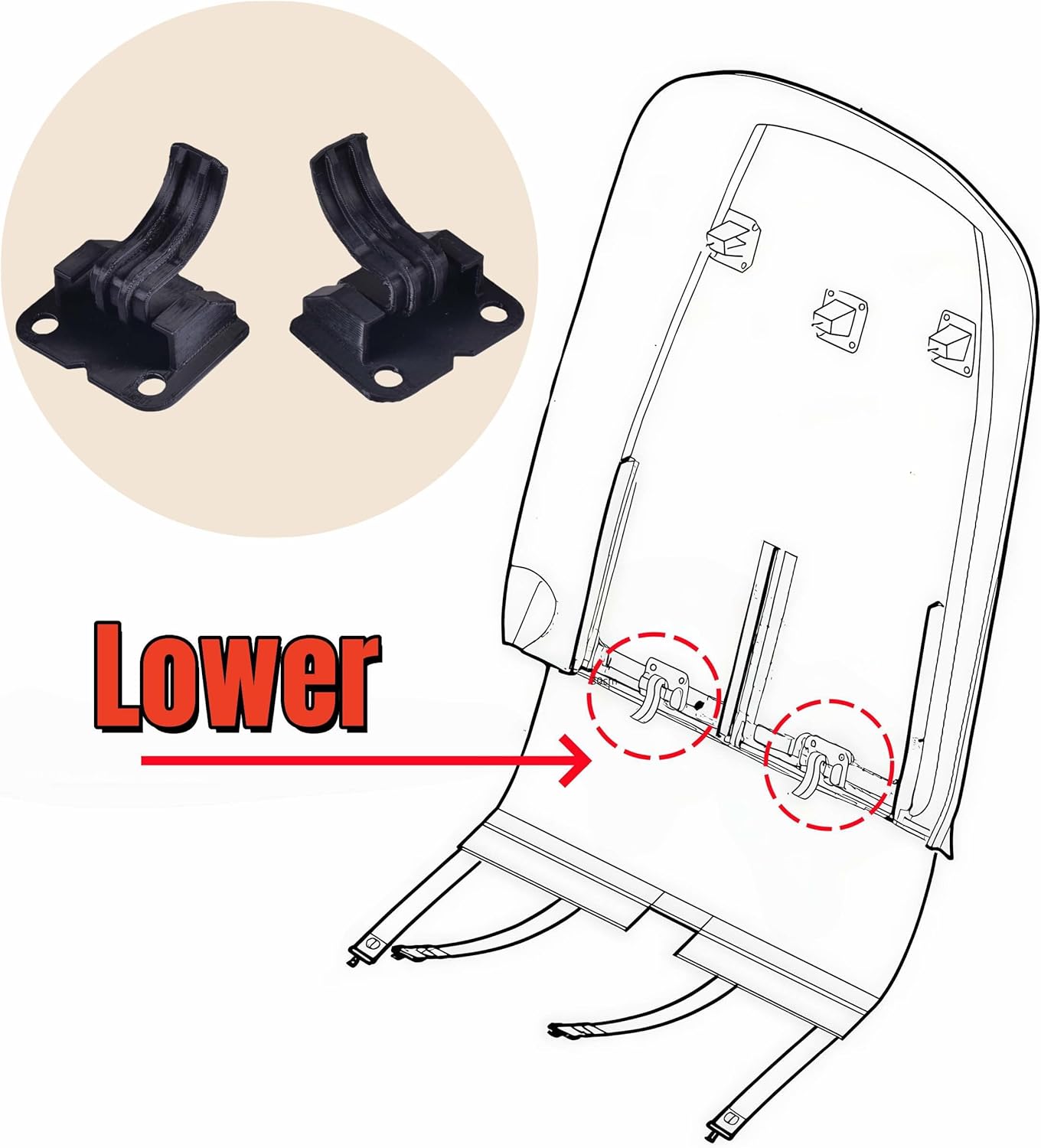 2PCS Front Lower Seat Back Clip Buckle Compatible with Porsche Cayenne 955 957 2003-2009