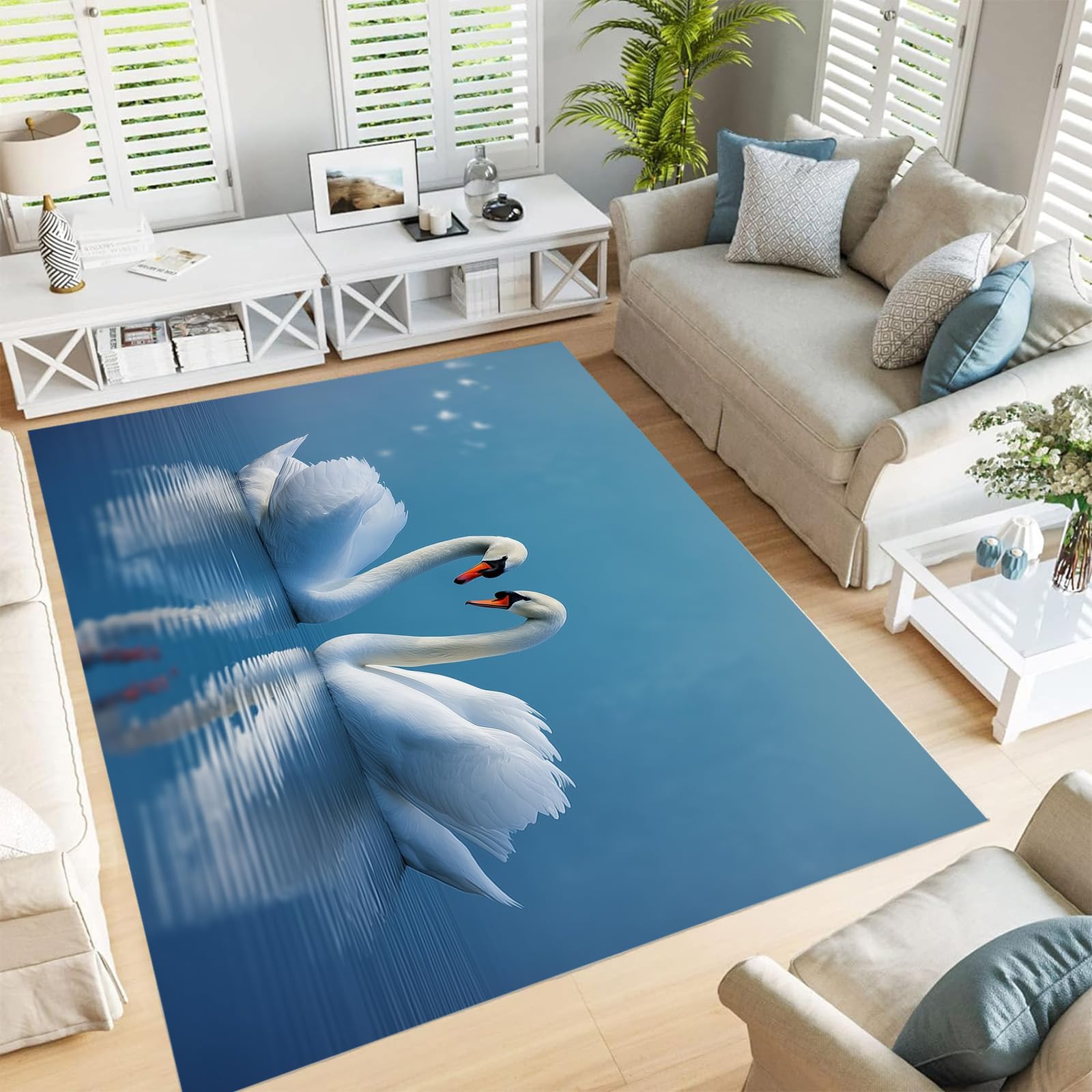 Tapis salon cuisine bleu ciel grand tapis lavable terrasse