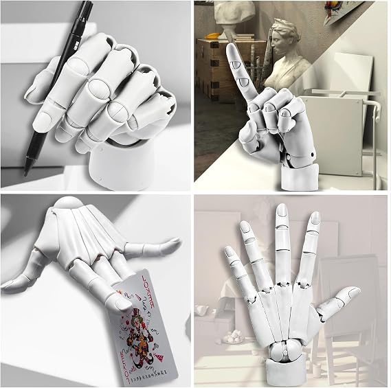 Flexible Hand Model Adjustable Artists Manikin Hand Figure Poseable Art Mannequin for Drawing Mannequin Lively Manikin Figure Hand Model for Desk Decoration Sketching Painting (Left Hand-White)