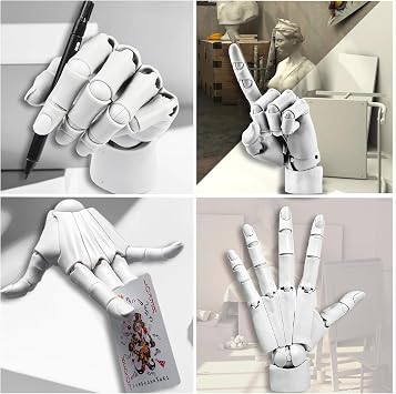 Flexible Hand Model Adjustable Artists Manikin Hand Figure Poseable Art Mannequin for Drawing Mannequin Lively Manikin Figure Hand Model for Desk Decoration Sketching Painting (Left Hand-White)