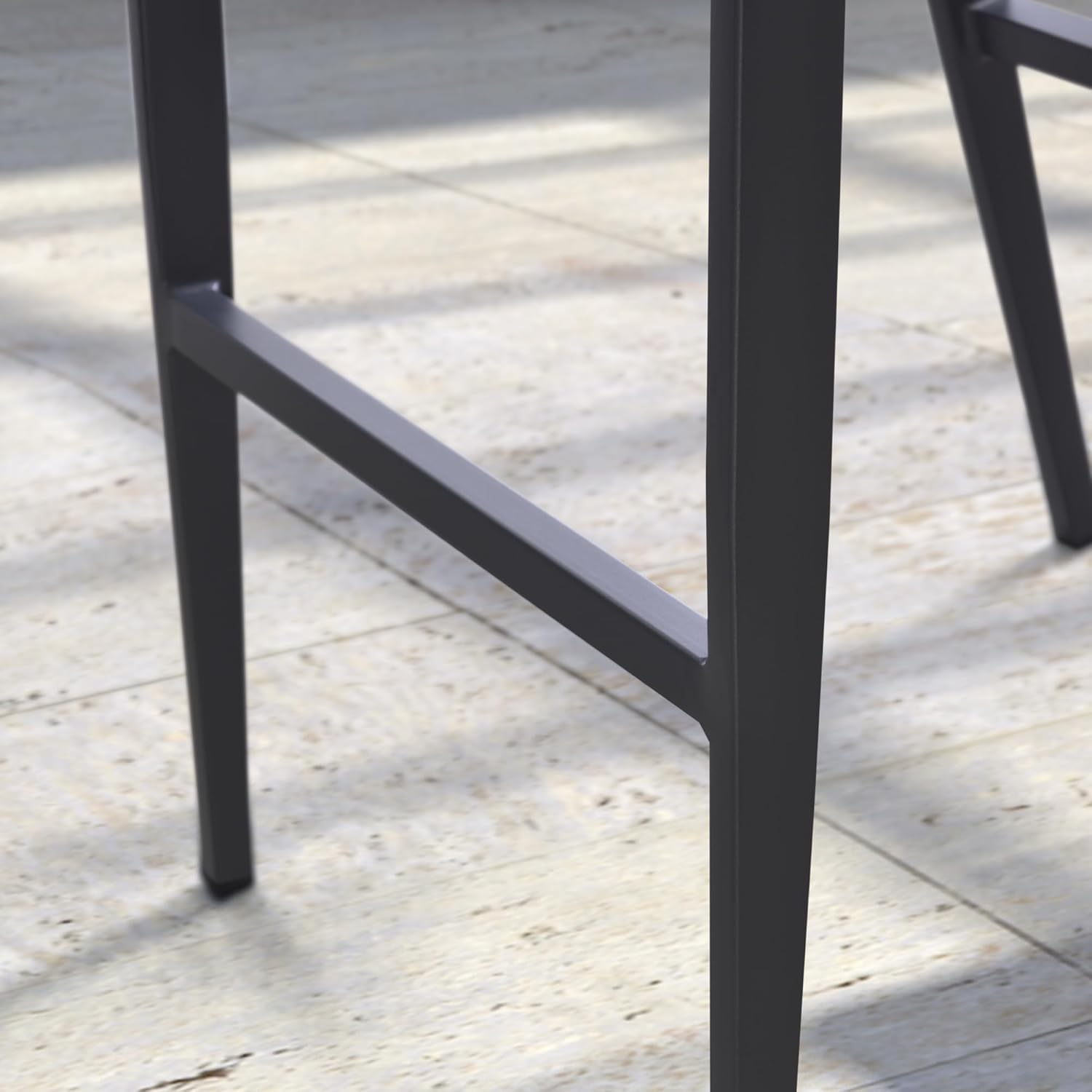 PURPLE LEAF Counter Height Bar Stool Set of 2 Modern Aluminum Rattan Wicker Outdoor Barstools with Backrest and Cushion for Kitchen Lawn Pool Bar Chairs Dark Grey