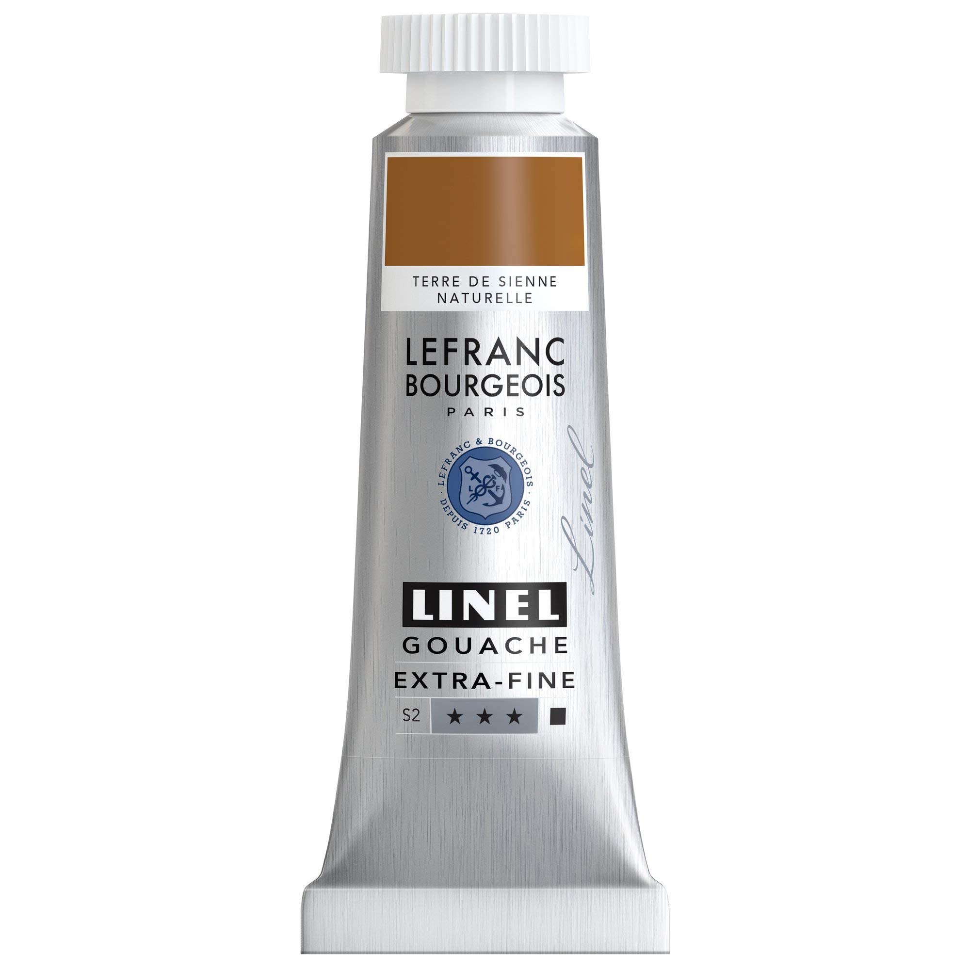 Lefranc Bourgeois 301213 Linel Gouache Extra Fine and Smooth Watercolours with Maximum Colour Intensity, Luminosity for Streak-Free Application, 14 ml Tube - Siena Natural