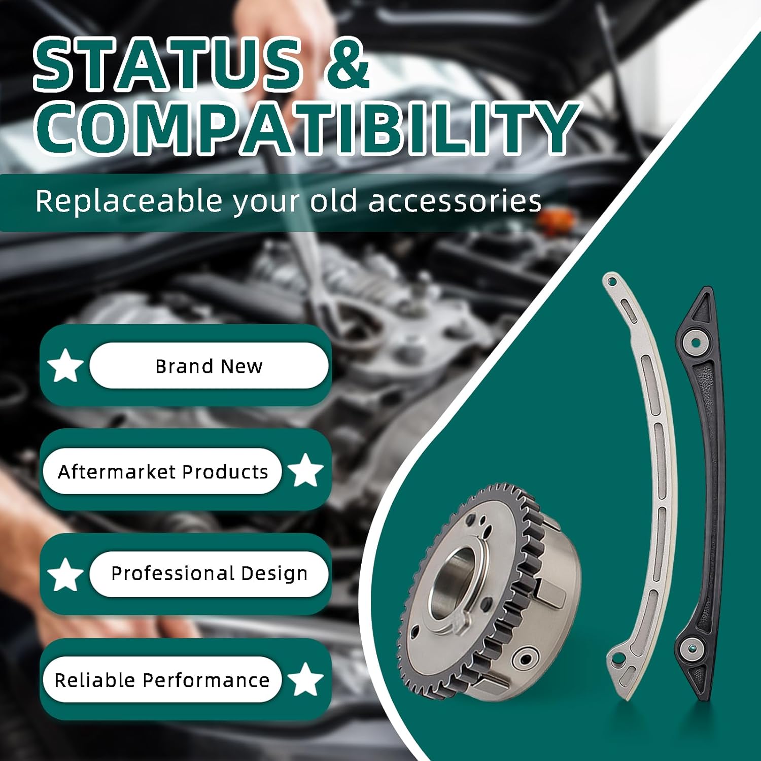 AUTOKAY Timing Chain Kit+2VVT&Gasket set For Land Rover Range Rover Evoque 2.0L 2011-2018 LR025852 LR038760 LR032083 Head Gasket Set