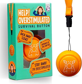 Boxer Gifts Overstimulated Novelty Survival Button - Joke Gifts for Women Colleagues and Mums - Funny Work Secret Santa