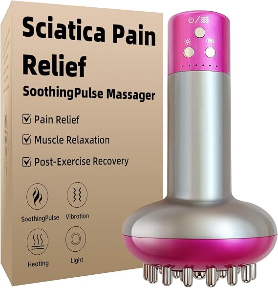 Yuonry Sciatica Pain Relief Devices Deep Tissue Massager With Multi-Mode Technology, Heat, Vibration & Light, Targeted Relief For Sciatic Nerve & Lower Back, Purple