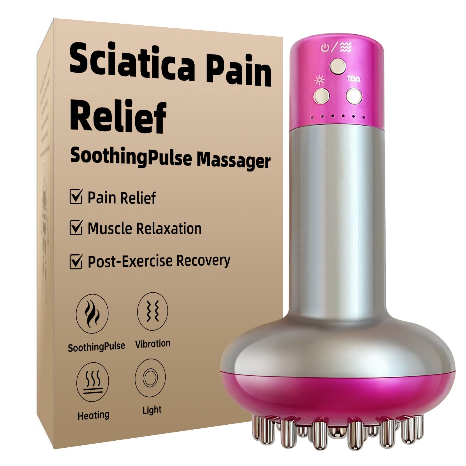 Yuonry Sciatica Pain Relief Devices – Deep Tissue Massager with Multi-Mode Technology, Heat, Vibration & Light, Targeted Relief for Sciatic Nerve &