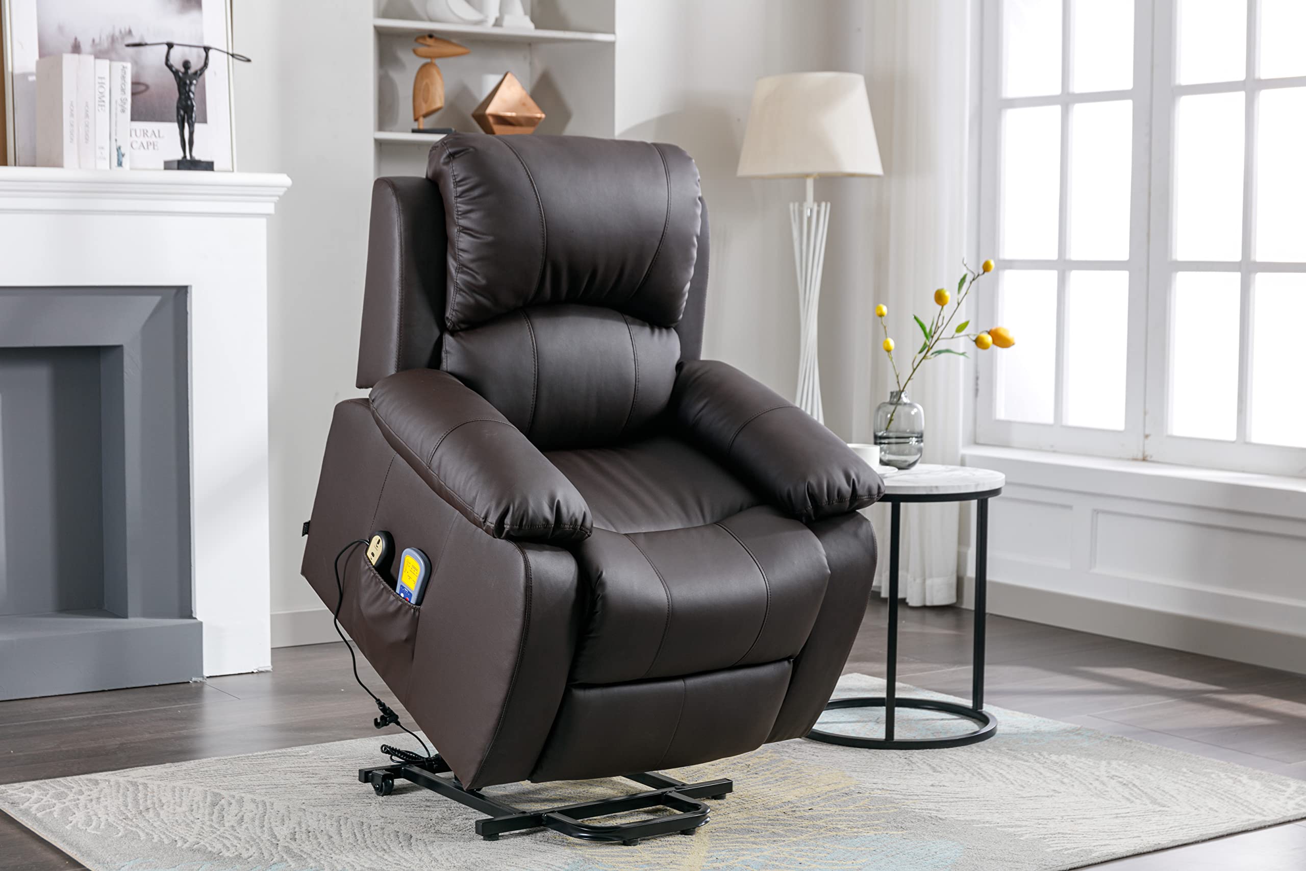 Astan Hogar Sillón Relax con Función Auto-Ayuda (Levanta Personas), Reclinación Eléctrica, Masaje Y Termoterapia, Modelo Ramón AH-AR30930CH, Chocolate,