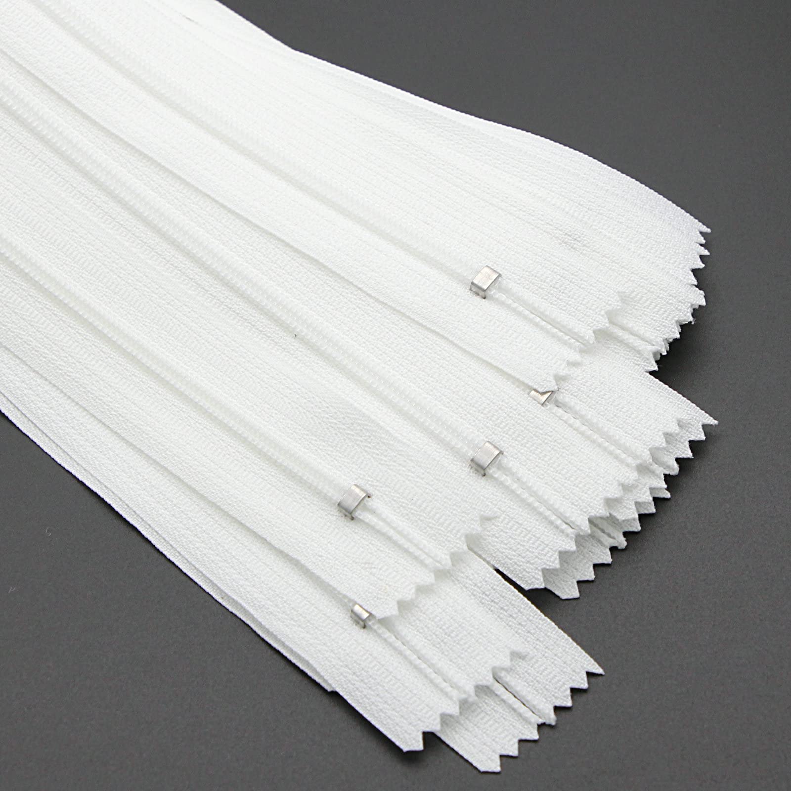24 Inch Close End Nylon Coil Zippers for Sewing Craft Assorted Length (20 PCS White) YIGUANXIN