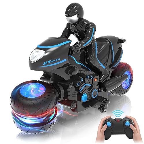 RC Motorcycle, Remote Control Motorcycle with RGB Wheels Lights -