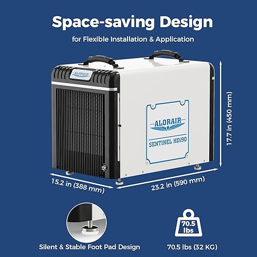 Miniatura 7 de ALORAIR Deshumidificador de espacio de arrastre Wi-Fi, deshumidificadores de sótano 198 PPD con bomba de condensado, descongelación automática,