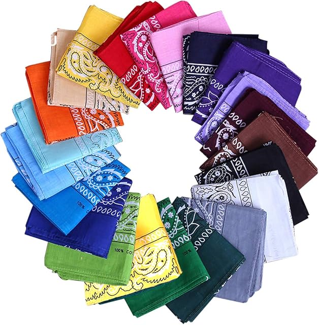 Bandanas,22 Pack Cotton Paisley Print Head Wrap Headwear Bandanas for Men Women,Multifunctional22*22 Inch Cotton Cowboy Wristband Headband for Head Cycling Hair