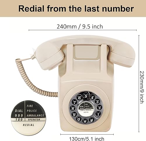 Miniatura 4 de Teléfono de pared, teléfono fijo con cable para el hogar, teléfono retro montado en la pared, teléfonos antiguos de la década de 1960, teléfono