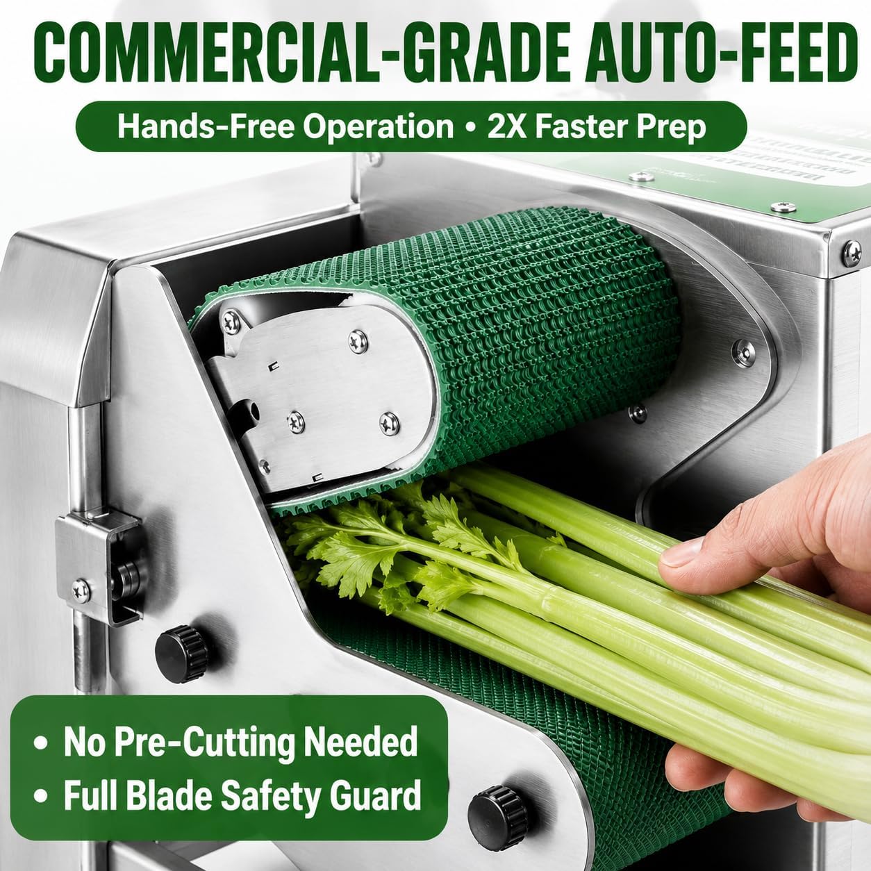 Commercial Vegetable Slicer Machine 200W Electric Food Processor with Conveyor Belt, 400lb/h Waterproof Slicer Heavy Duty Veggie Cutter 1-35mm Thickness Adjustable for Restaurant 110volt