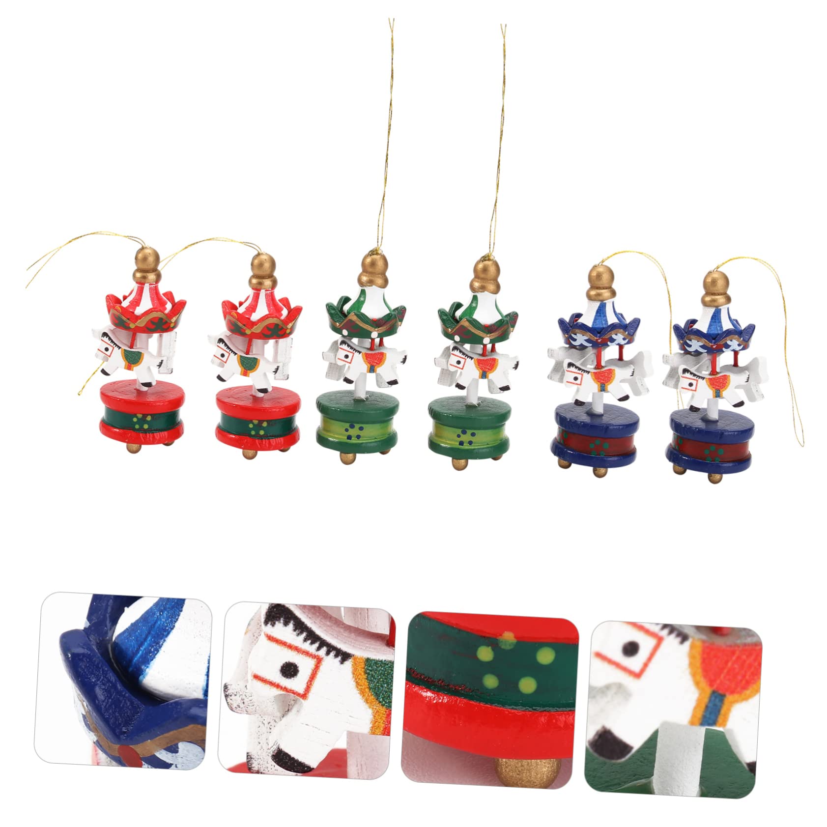 OUNONA 18stücke Holzpendel Weihnachtsbaum Dekoration Cartoon Merry-go-Round Für Festliche Anlässe Für Weihnachtsfeiern Und Kreative -projekte