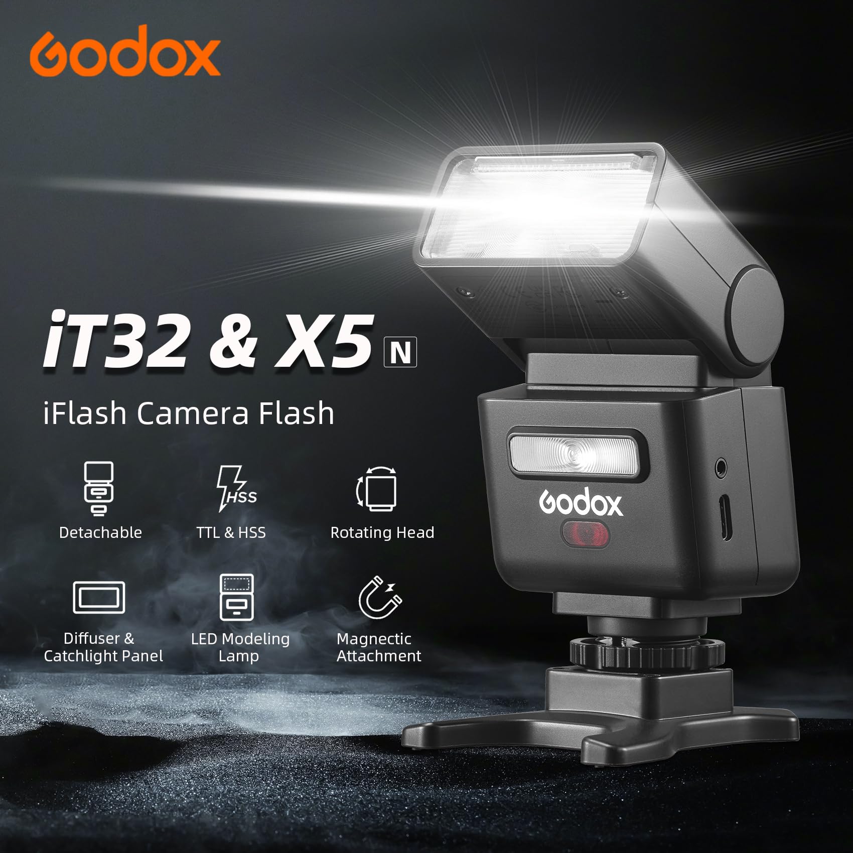 GODOX iT32 Camera Flash con X5N X5 N TTL Wireless Flash Trigger per Nikon Fotocamera, GN18 Strobe Speedlite Schermo Touch Pocket iflash, 1,5s Tempo di Riciclo, 510 Flash Piena Potenza