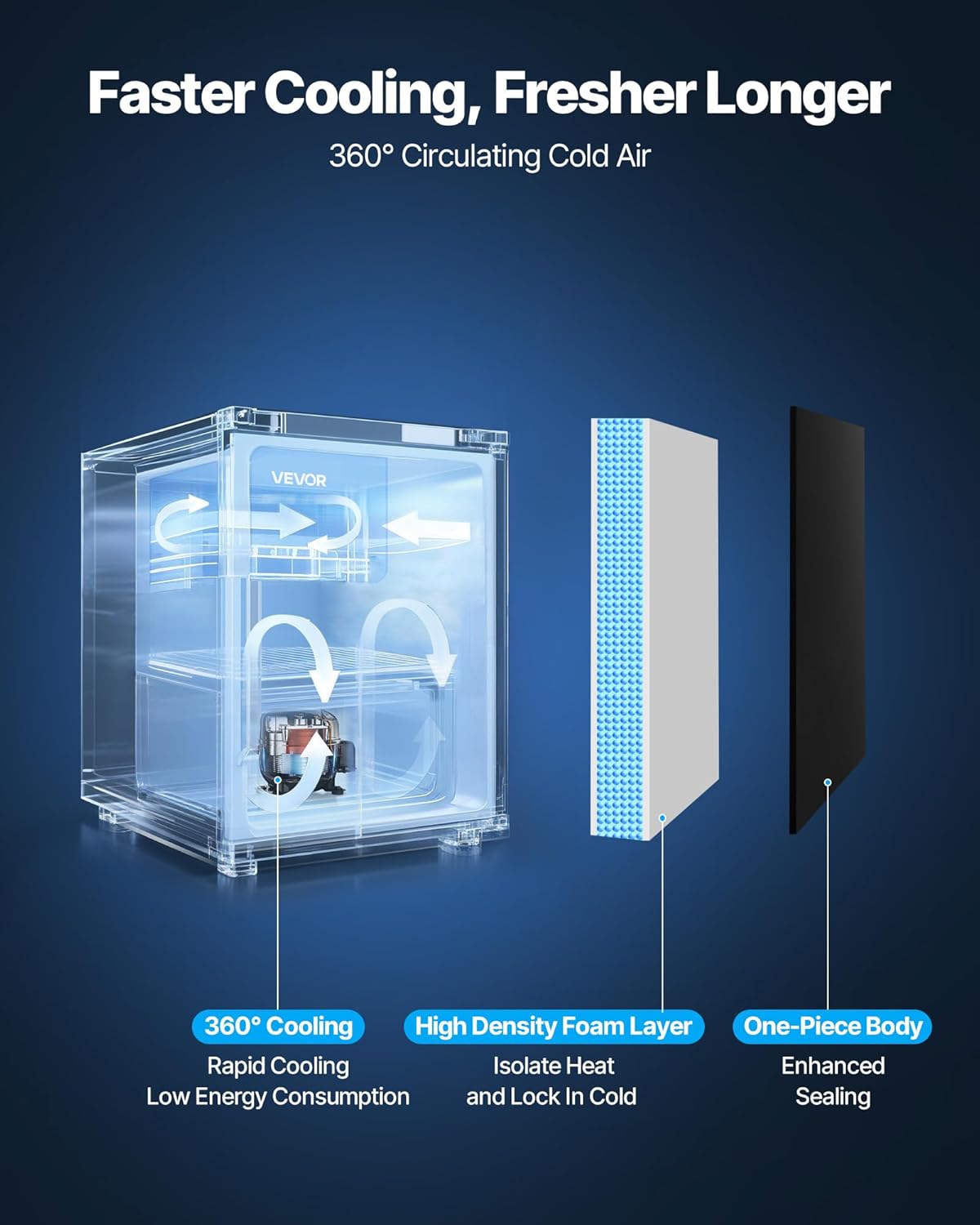 VEVOR Mini Fridge with Freezer, 1.6 Cu.Ft Compact Refrigerator, 7 Mode Adjustable Temperature, Energy Efficient Small Refrigerator, Reversible Door, Low Noise, for Bedroom, Office, Brushed Stainless